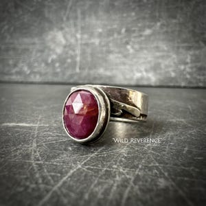 WILD REVERENCE ~ Genuine Ruby Gemstone + Solid Sterling Silver Hand Forged Ring