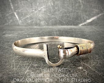 HELD FAST ~ Original Edition ~ Caribbean Hook Bracelet ~ Solid 14K Gold + Pure Sterling Silver Bracelet