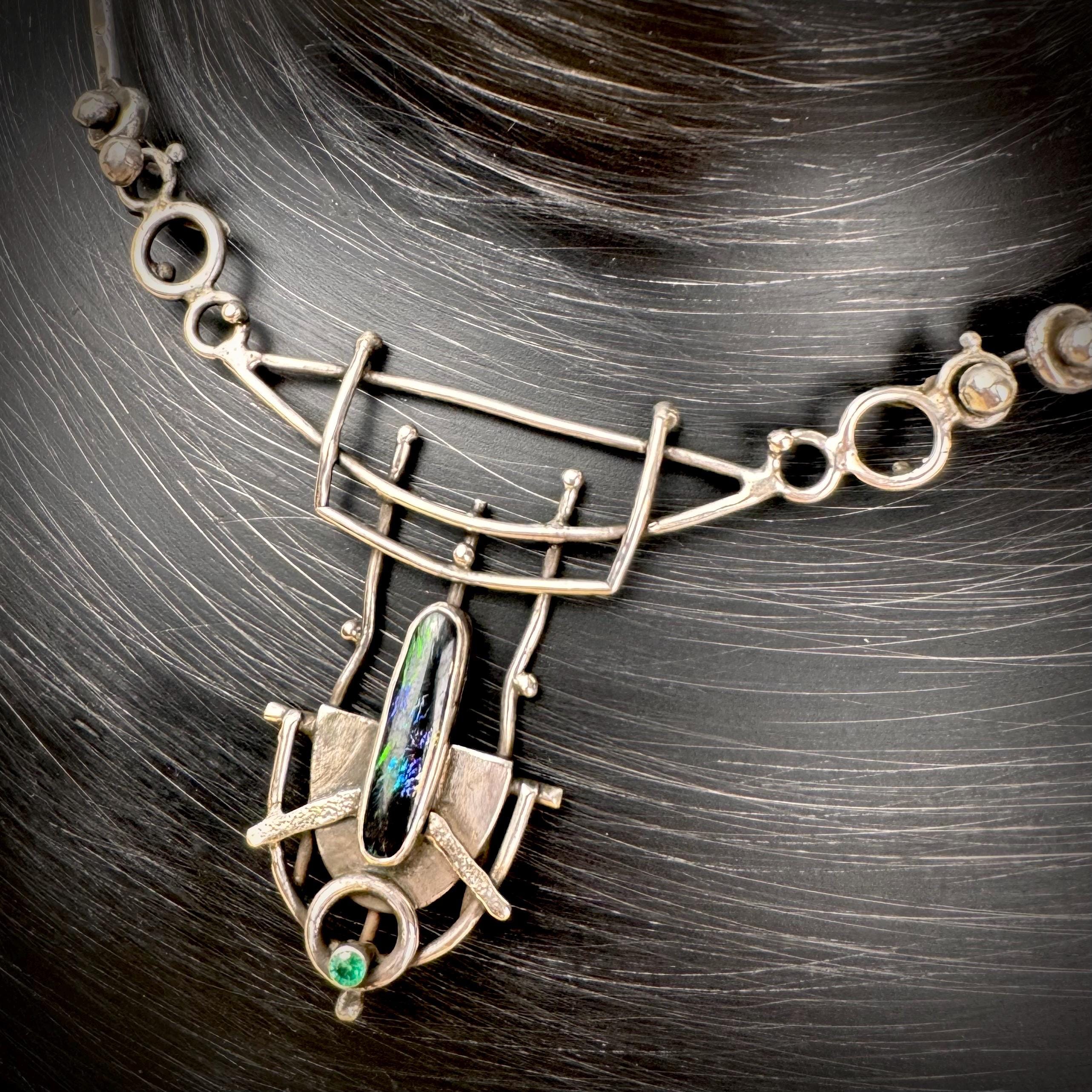 EMERALD CONSTRUCT ~ Genuine Black Matrix Boulder Opal + Natural Emerald ...