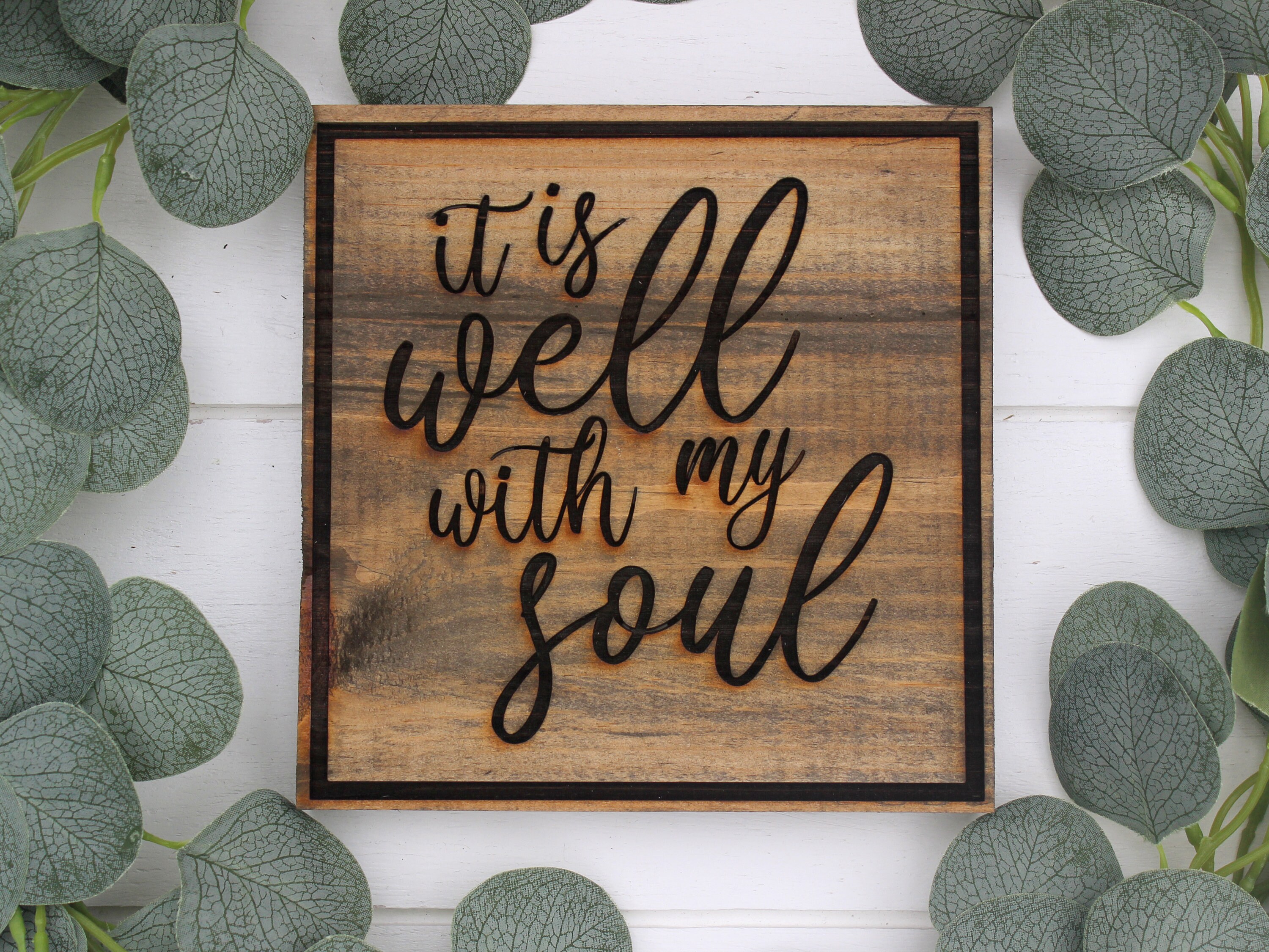 Letrero Colgante De Aluminio 'It Is Well With My Soul' – 5x10 Pulgadas (Deerts, Blanco)