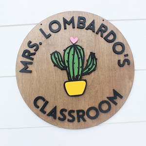 Spanish Teacher Custom Gift Laser Cut Sign 3D Lettering Classroom Door Decor Hanger Sombrero Cactus Gift End of the Year Teacher Gifts Fun
