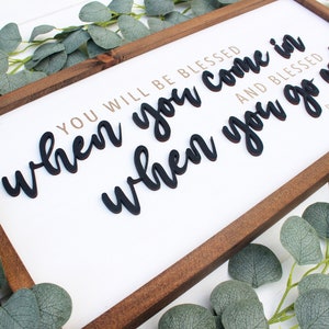 Be Blessed When You Come In & Blessed When You Go Out 3D Letters Deuteronomy 28 6 Framed Wooden Bible Verse Sign Rustic Farmhouse Scripture