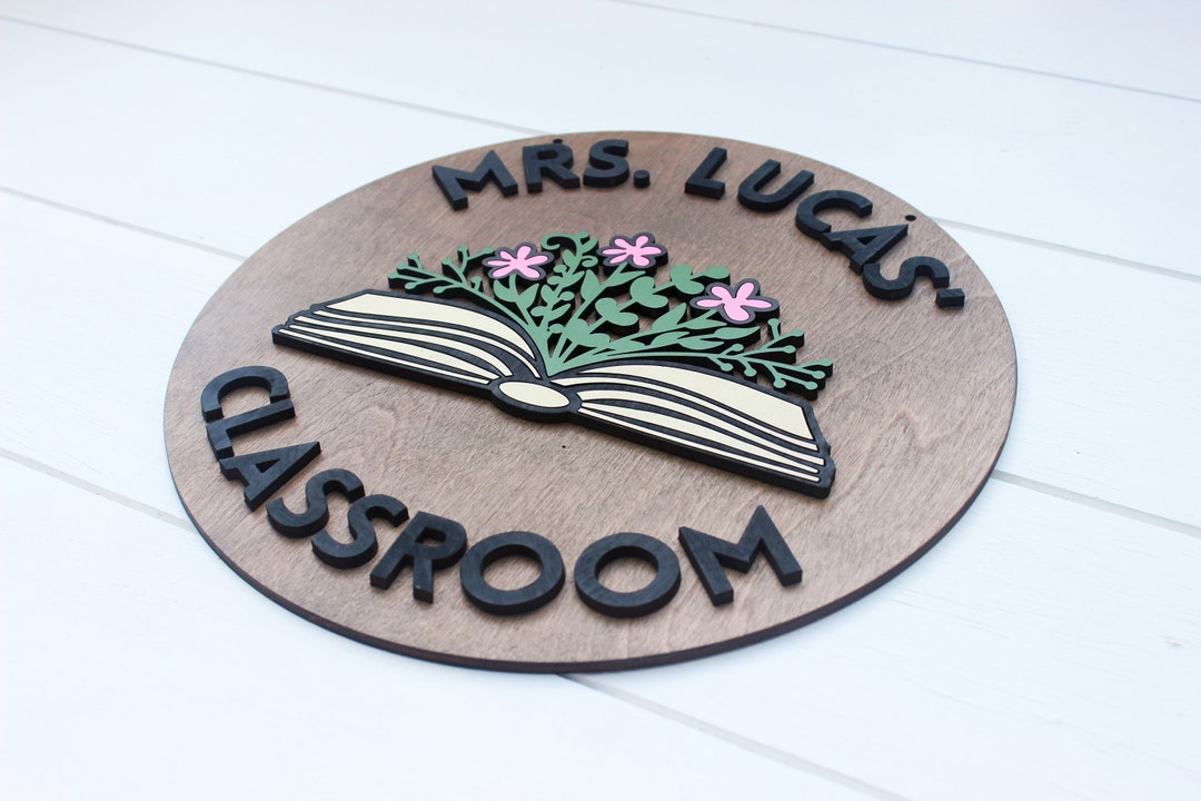Custom Teacher Name Sign: Laser Cut Wood Classroom Door Decor - Etsy