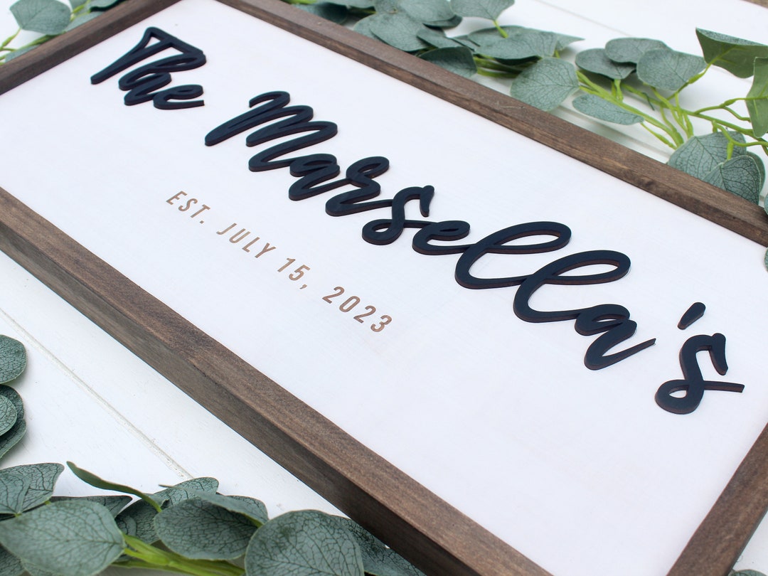 Custom Last Name Sign: 3D Lettering, Framed Farmhouse Decor - Etsy