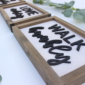 Do Justly Love Mercy Walk Humbly Micah 6: 8 3D Lettering Framed Wooden Bible Verse Sign Rustic Farmhouse Scripture Nursery Bedroom Laser cut