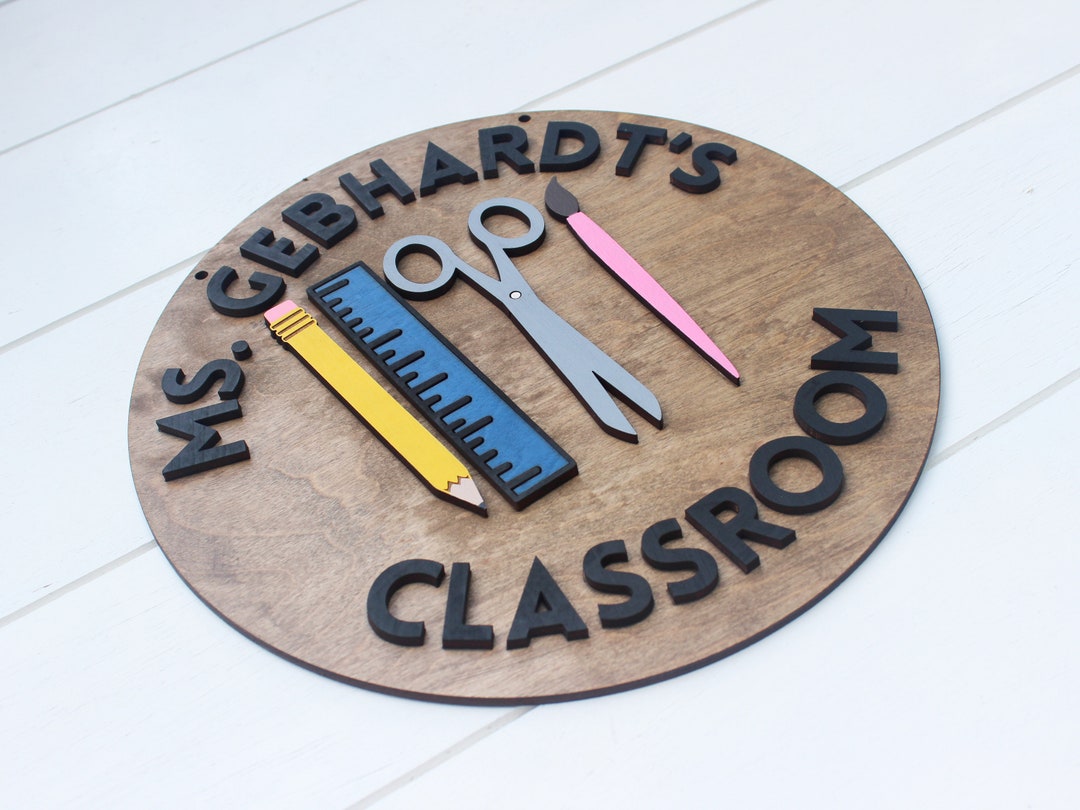 Personalized Teacher Sign: Laser Cut 3D Classroom Door Hanger - Etsy