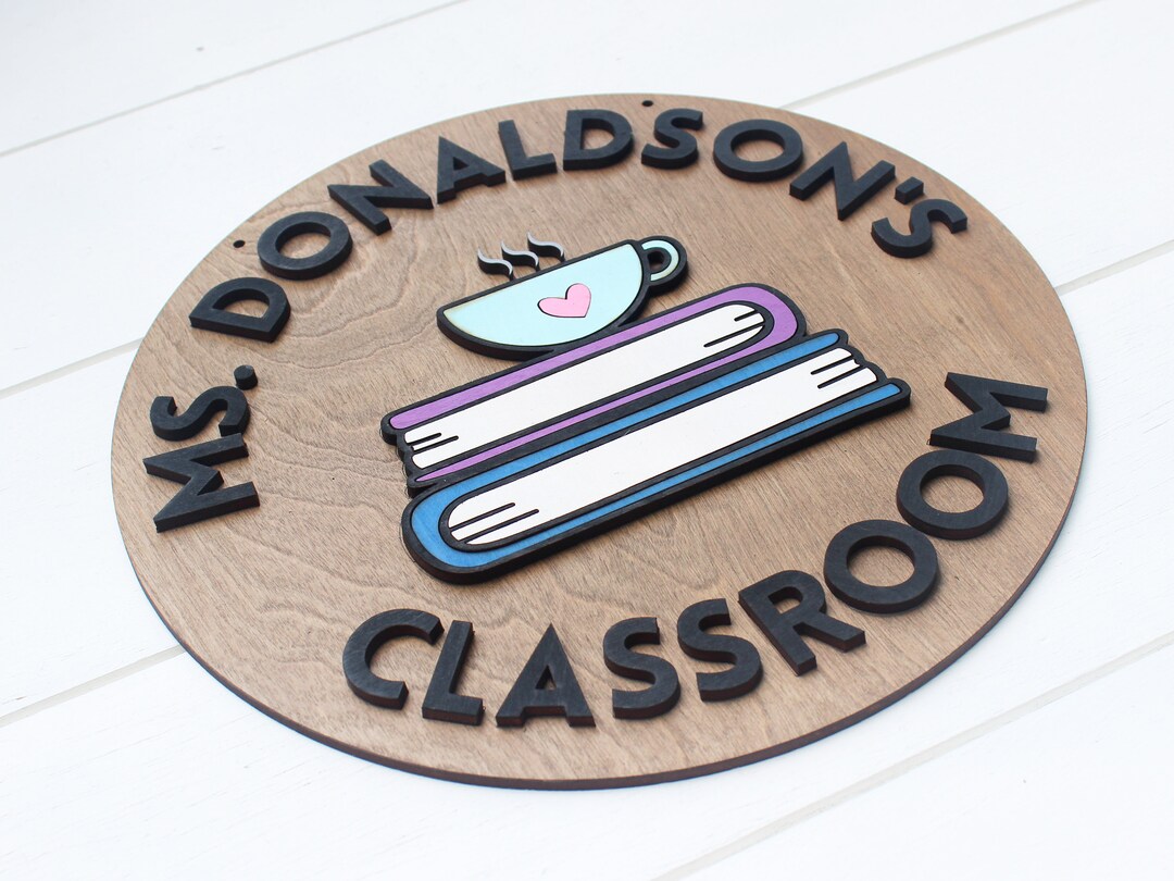 Custom Teacher Name Sign: Laser Cut Wood Classroom Door Hanger - Etsy