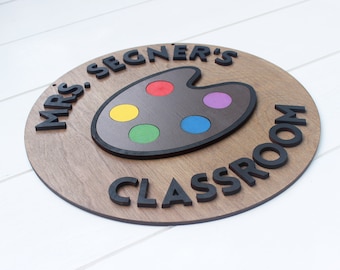 Art Teacher Custom Gift Laser Cut Sign 3D Lettering Classroom Door Decor Hanger Artist Paint Personalized Teacher Gift End of the Year Gifts