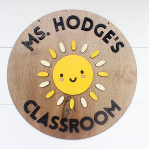Maestro personalizado Regalo personalizado Signo de corte láser Letras 3D Decoración de la puerta del aula Percha Regalo del maestro Regalos de fin de año Sunshine Sun tema