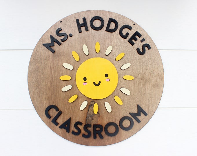 Personalized Teacher Sign: Laser Cut 3D Classroom Door Hanger - Etsy