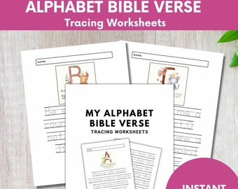 Alphabet Bible Verse Tracing Worksheets: Homeschool Scripture (Digital Download)