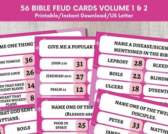 Bible Feud Game: 56 Printable Cards for Family Night (PDF)
