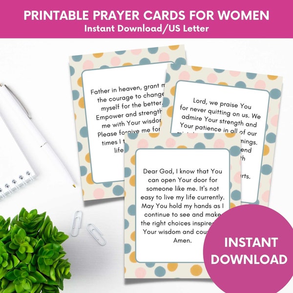 52 Printable Scripture Prayer Card Set,Christian Women Prayers,Scripture Note Cards,Spiritual Printables Women Retreat,Church Prayer Cards
