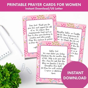 52 afdrukbare schrift gebedskaartenset, christelijke vrouwengebeden, schriftnotitiekaarten, spirituele printables vrouwenretraite, kerkgebedskaarten