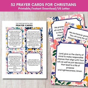 52 afdrukbare schriftkaarten voor vrouwen, set christelijke gebedskaarten, afdrukbaar kerkgebed, dagelijks gebed voor meditatie en aanmoediging