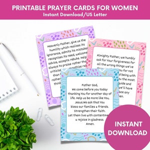 52 afdrukbare schrift gebedskaartenset, christelijke vrouwengebeden, schriftnotitiekaarten, spirituele printables vrouwenretraite, kerkgebedskaarten