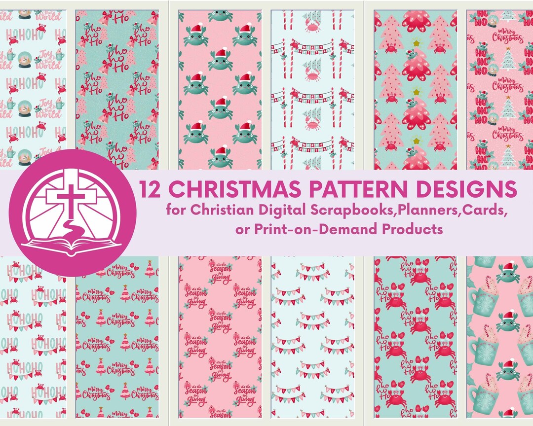 Crustacean Christmas Seamless Patterns: Scrapbooking Digital Paper ...