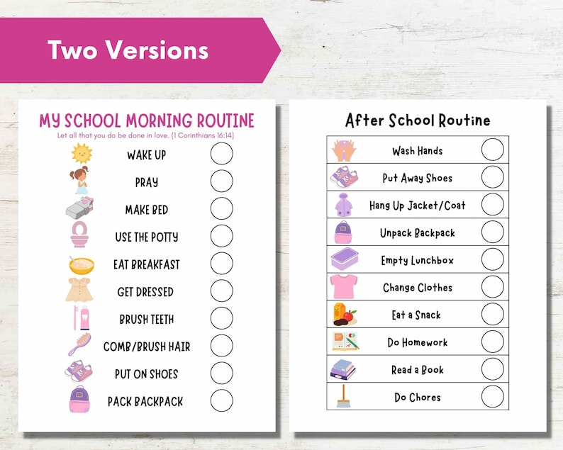Kids' School Routine Chart: Visual Checklist (Digital Download) image 5