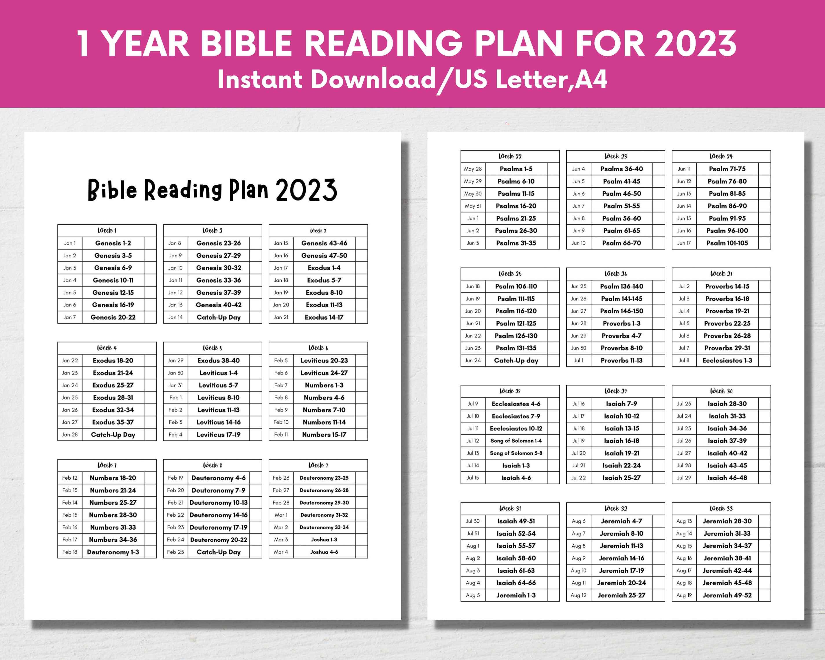 2023 Printable Bible Reading Plan Read The Bible In 1 Year Etsy
