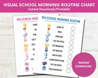 School Morning Routine Chart for Kids: Visual Checklist (Digital Download)