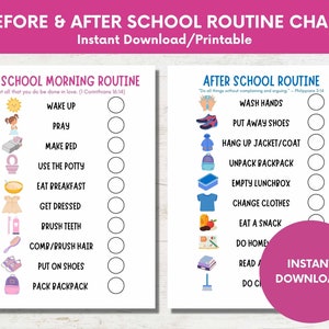 Kids' School Routine Chart: Visual Checklist (Digital Download) image 1