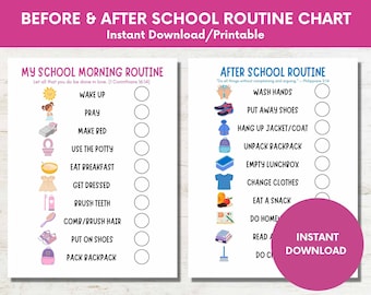 Kids' School Routine Chart: Visual Checklist (Digital Download)