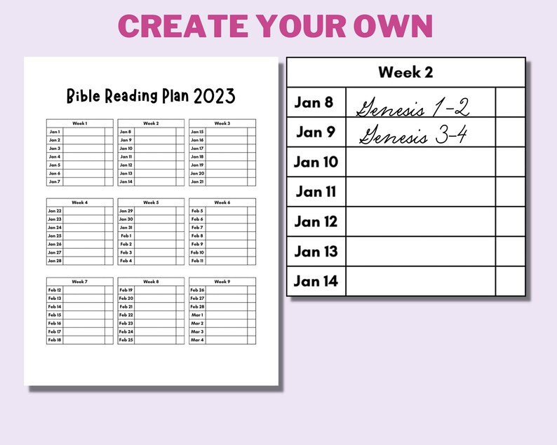 2023 Printable Bible Reading Plan Read the Bible in 1 Year - Etsy