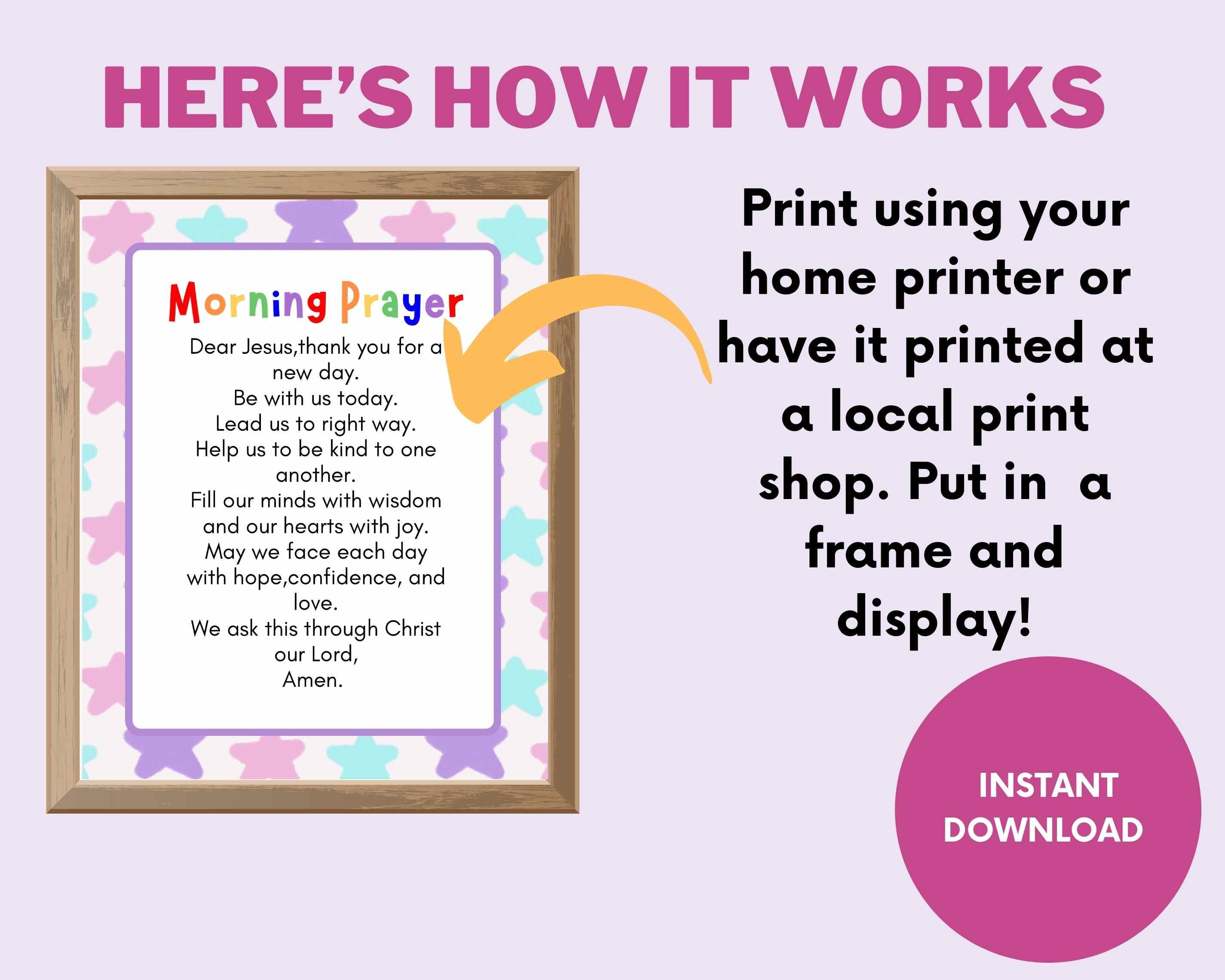 Kids' Morning Prayer Printable: Christian Classroom Decor (digital ...