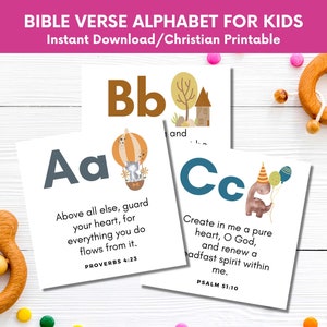 Kids ABC Animal Bible Verse Cards: Scripture Flashcards (Digital Download)