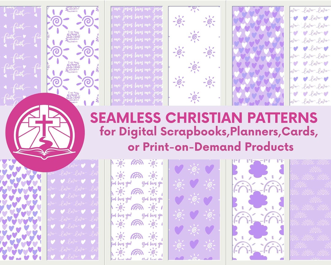 Pink Christian Pattern 10 Lavender Christian Boho Seamless Pattern Digital Paper for Planner ...