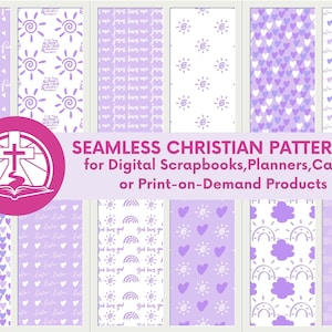 10 Lavender Christian Boho Seamless Pattern Digital Paper for Planner Journal,Digital Paper Pack for Scrapbooking,Christian Designs Gift