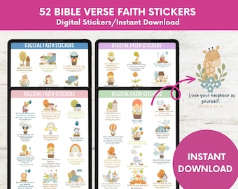 52 Bible Verse Stickers: Christian Faith, Goodnotes Ipad (Digital Download)