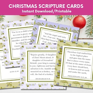 Christmas Bible Verse Cards for Gift Tags,Crustaceancore Christmas,Scripture Cards,Christian Church Note Cards,Printable Gift for Christians