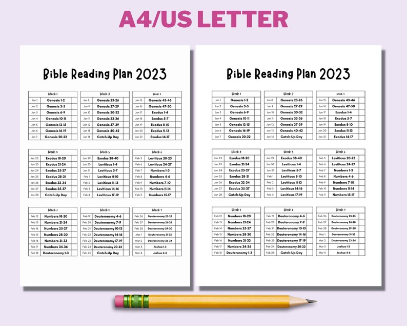 2023 Printable Bible Reading Plan Read the Bible in 1 Year - Etsy