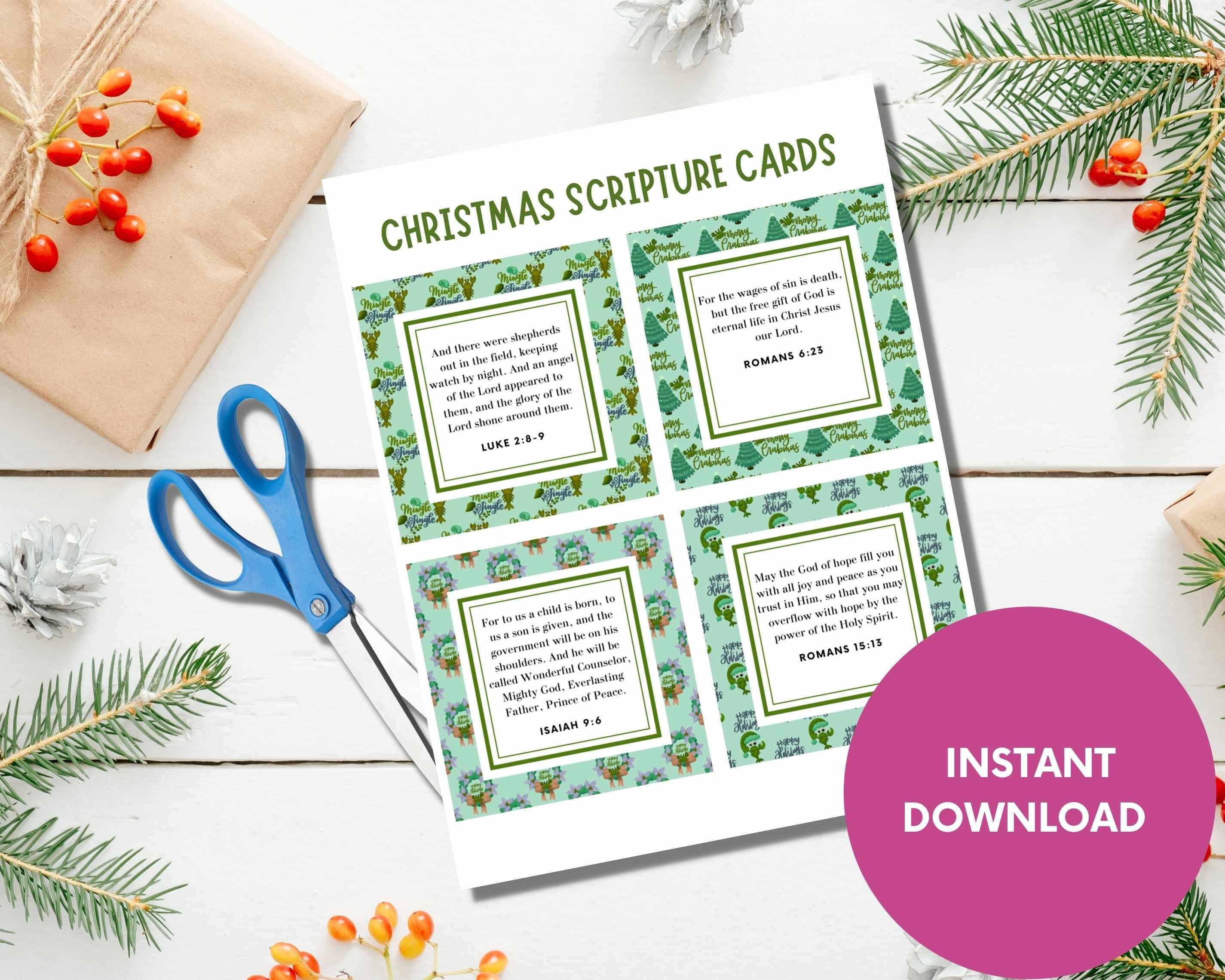 Printable Christmas Bible Verse Cards for Nativity Gifts,enclosure ...