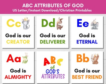 ABC Scripture Cards: Attributes of God, Homeschool Christian Flashcards (Digital Download)