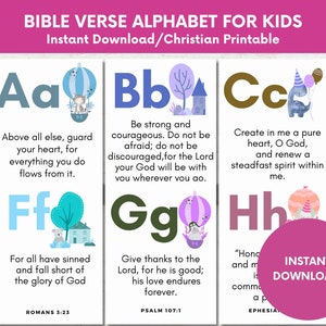 Alphabet Bible Verse Cards: Kids ABC Scripture Prints (PDF)