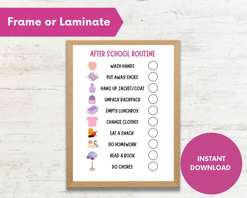 Kids' School Routine Chart: Visual Checklist (Digital Download) image 3