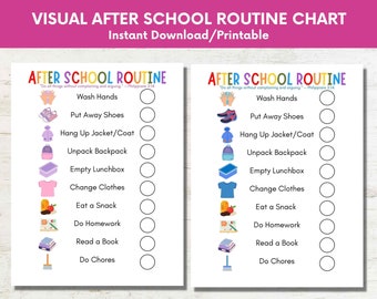 After School Routine Checklist: Visual Kids Chore Chart (Digital Download)