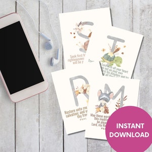 Alphabet Bibelverse für Kinder, Schriftkarten ABC, druckbare Alphabet Bibelvers Karten für Kinder im Vorschulalter, A bis Z Kinder Memory Vers Karten