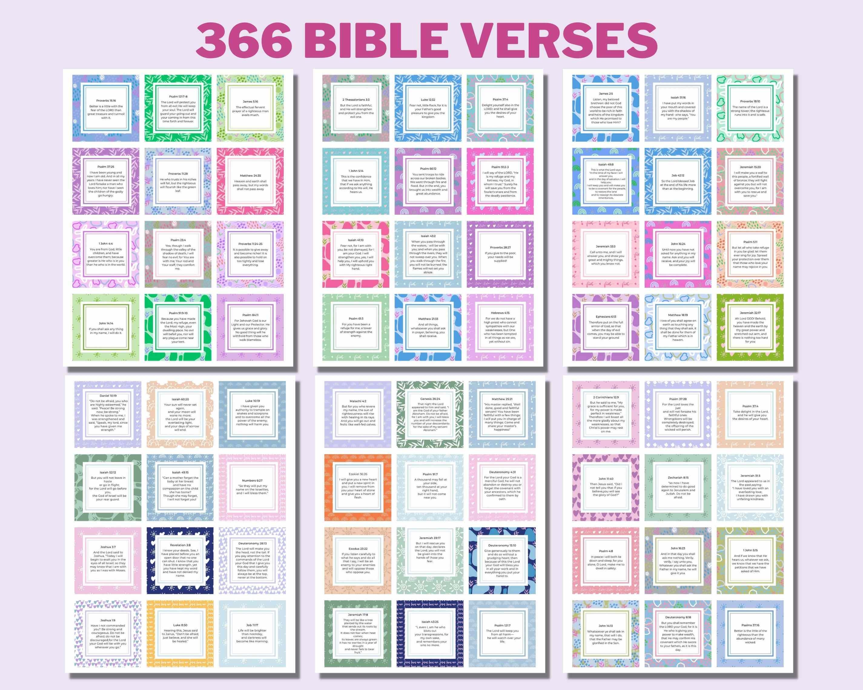 Printable 366 Promises of God Scripture Cards, Colorful Bible Verse ...
