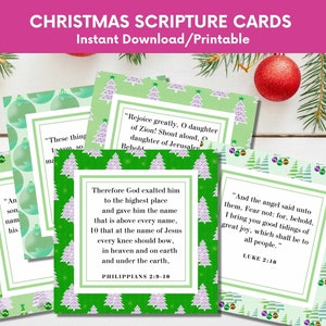 12 cartões de escrituras de Natal para etiquetas de presente, cartões de versículos bíblicos para presentes de Natal, cartões de incentivo imprimíveis, cartões de feriados para companheiros de igreja