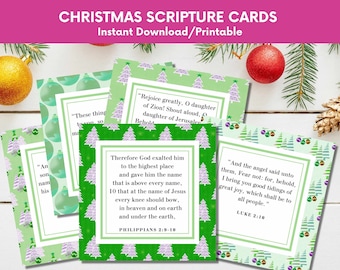 Christmas Scripture Cards: Printable Bible Verse Gift Tags (Digital Download)