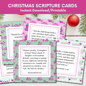 Christmas Bible Verse Cards for Gift Tags,Crustaceancore Christmas,Scripture Cards,Christian Church Note Cards,Printable Gift for Christians