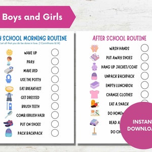 Kids' School Routine Chart: Visual Checklist (Digital Download) image 4