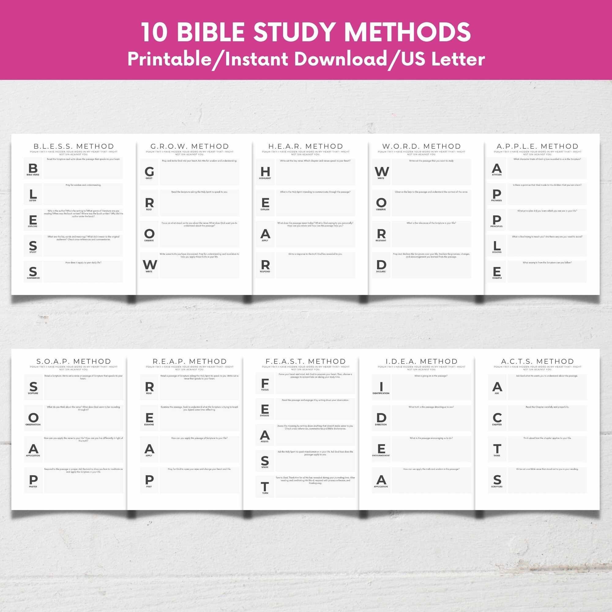 Beginner Bible Study Worksheets: Christian Journaling Templates (PDF ...