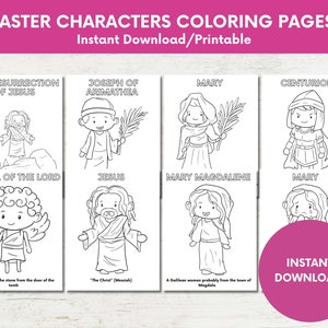 Bible Characters Sunday School Easter Activity,Holy Week Printable Coloring Book for Children,Kids Sunday School Christian Bible School