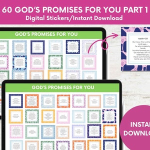 60 Bibelverse Digitale Aufkleber für Christen, Gottes Versprechen Jesus Spirituelle Goodnotes Aufkleber, Bibel Journaling Glaube Aufkleber Set