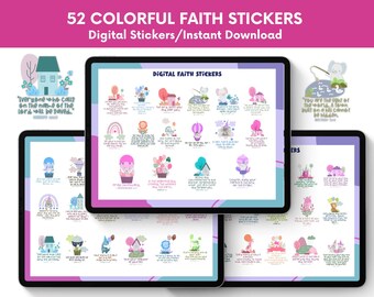 Faith Journal Stickers: 52 Bible Verse Digital Stickers (Goodnotes)