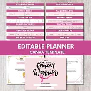 Editable Planner for Cancer Patients, Canva Planner, Personalized Planner for Cancer Survivors, Cancer Patient Printable Planner,